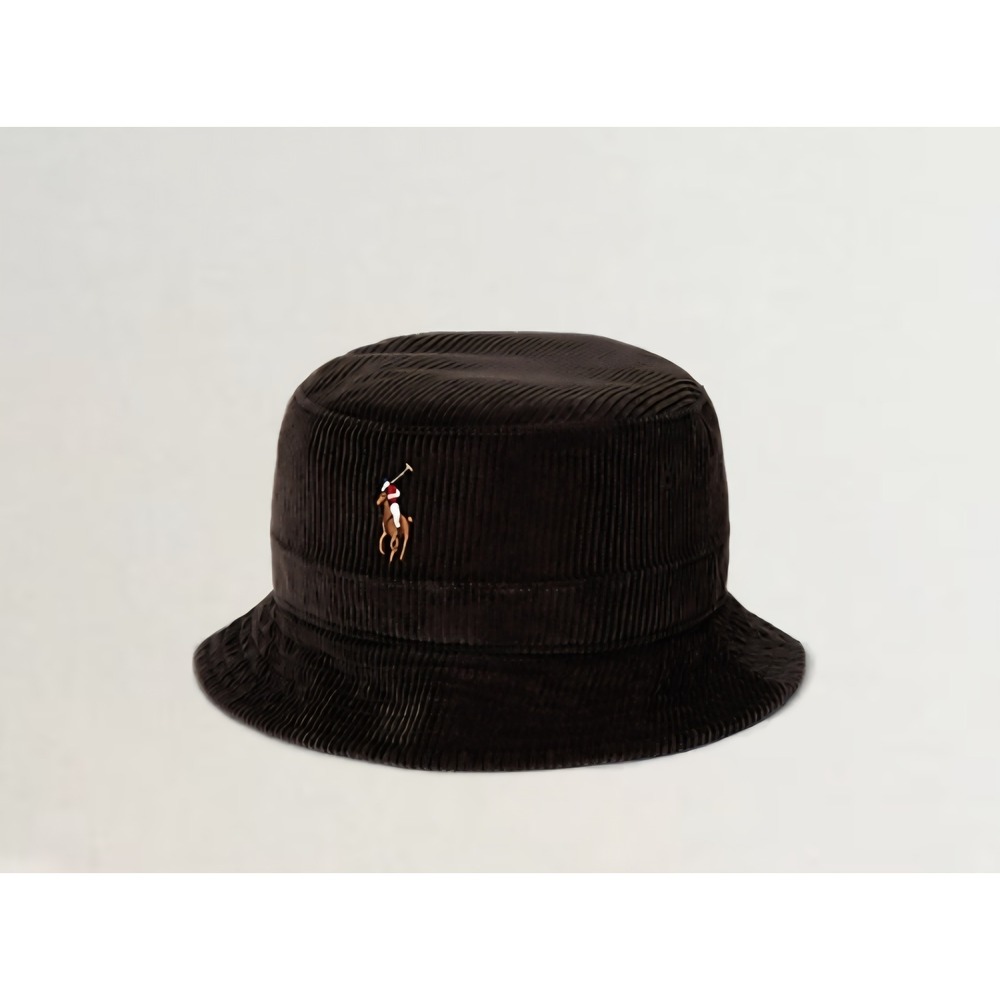 Polo Ralph Lauren Brown Corduroy Bucket Hat S/M Multi Pony Logo New